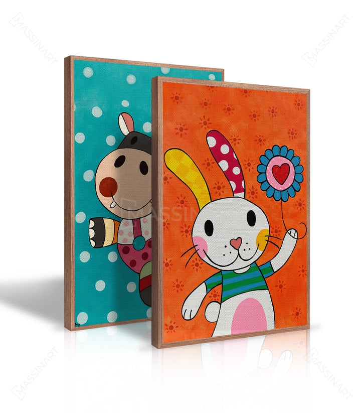 Cuadro Happy en decoración interior de habitación — paneles coloridos para niños, Massinart