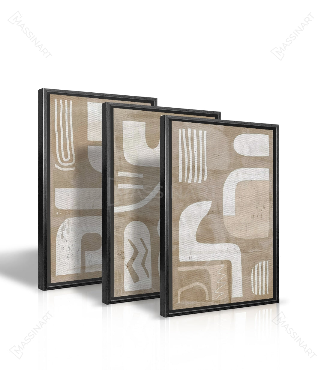 Set de 3 cuadros Curves decoración salón minimalista Massinart