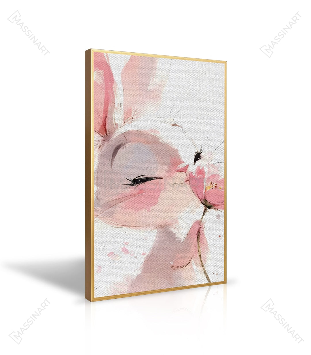 Cuadro conejo tierno rosa y blanco para decorar habitación — Massinart