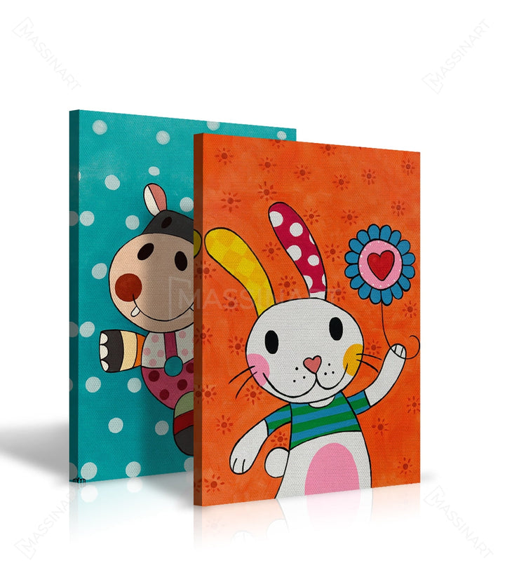Cuadro Happy conjunto díptico — arte alegre y colorido para habitación infantil, Massinart