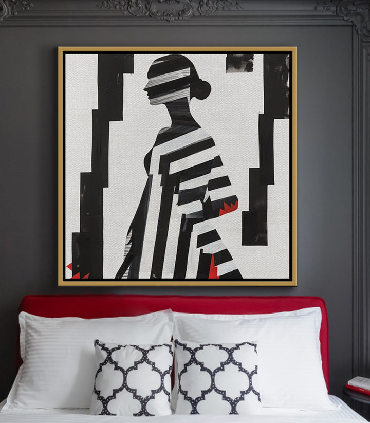 Cuadro Zigzag en dormitorio moderno decoración pared Massinart