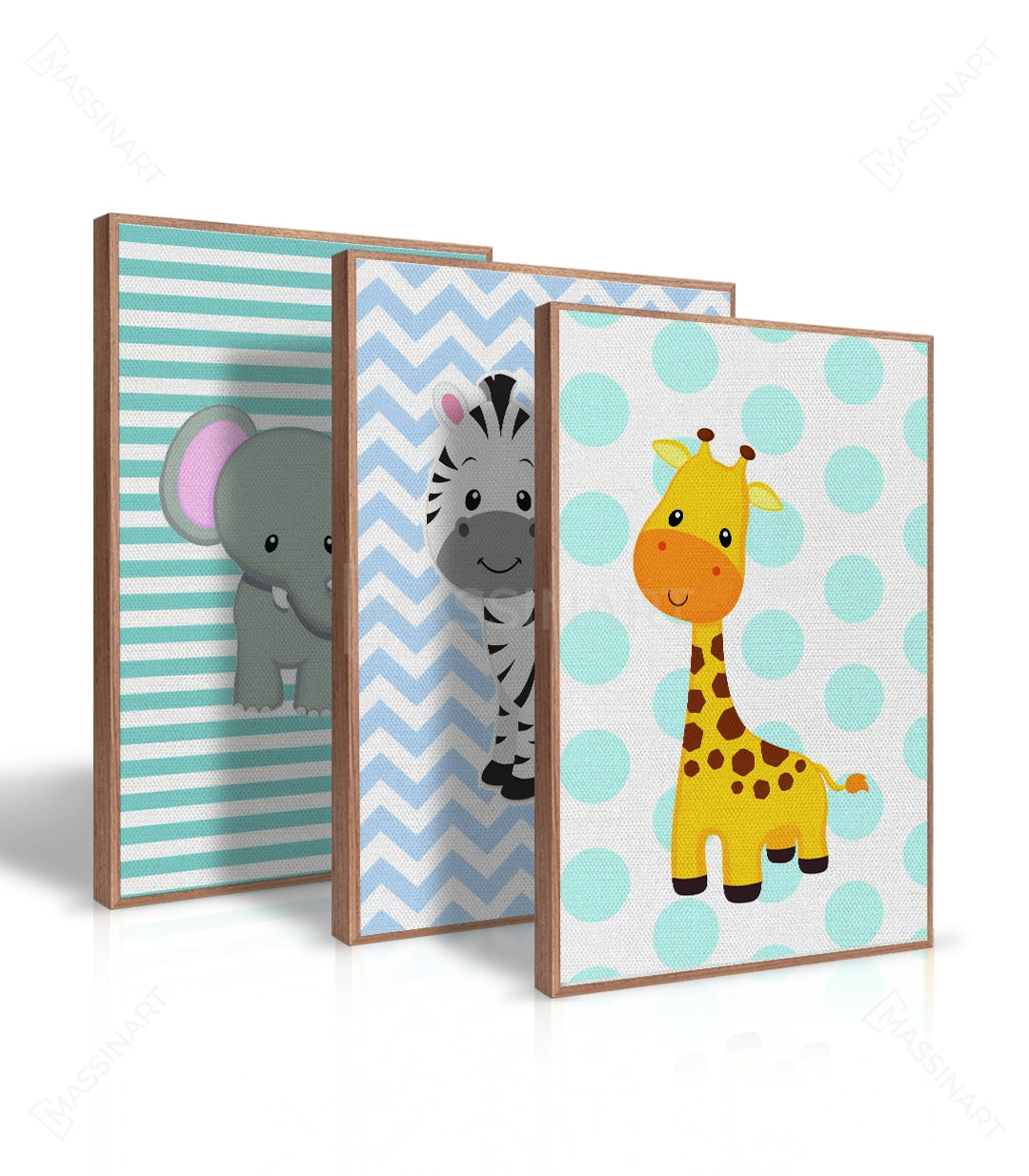 Tríptico Happy Animals en salón moderno — Massinart