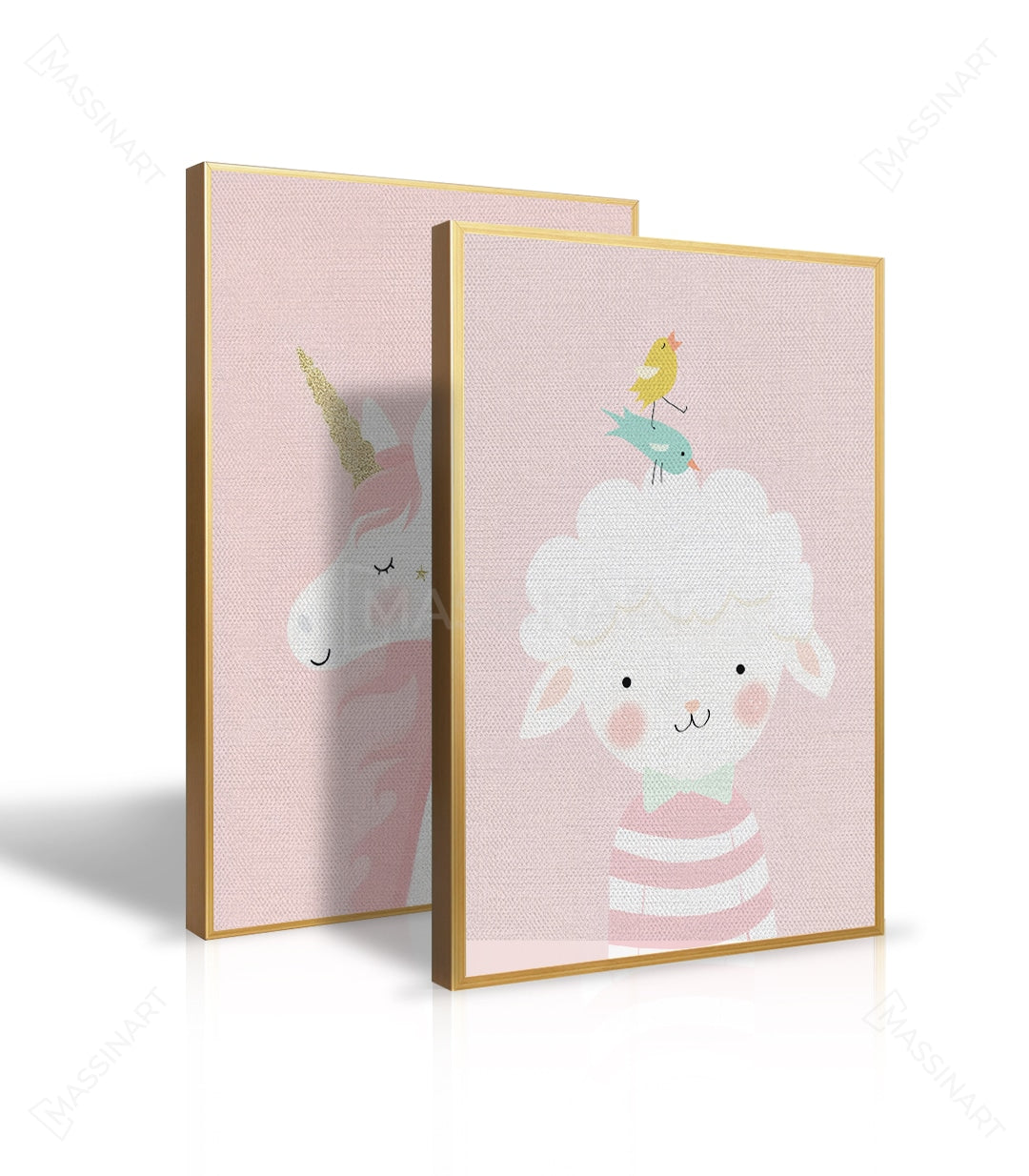Díptico Cute Animals en habitación de niña con decoración contemporánea