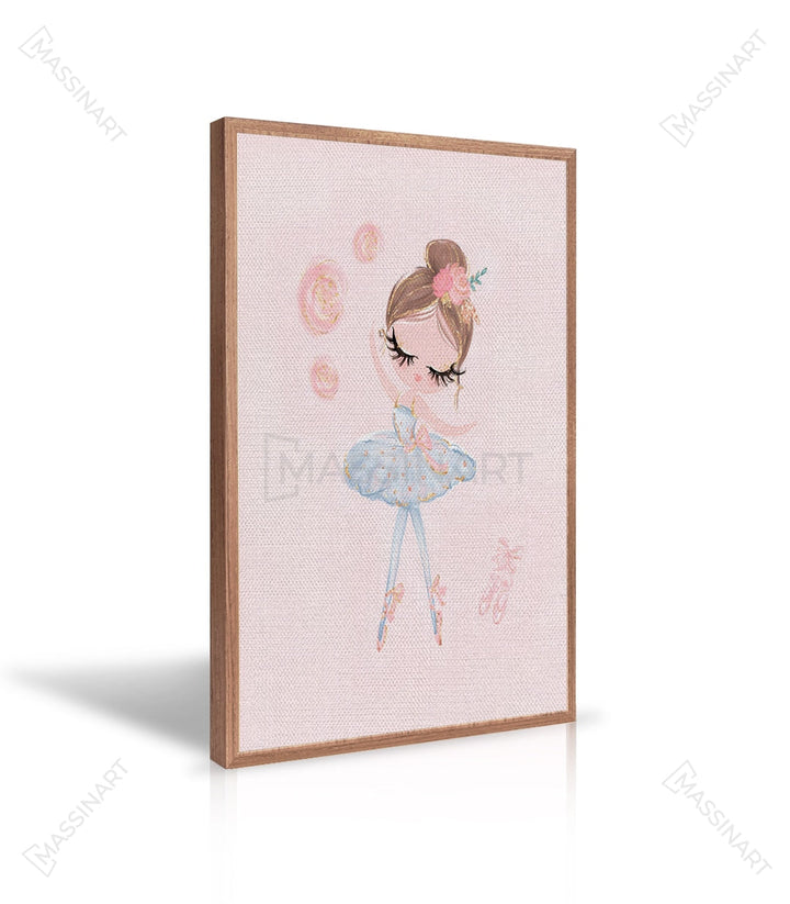 Detalle del cuadro Little Princess — ilustración minimalista de bailarina con flores y luna
