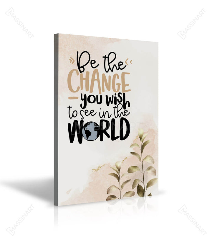 Detalle de cuadro con tipografía moderna en dorado y negro con motivo de follaje minimalista — Massinart
