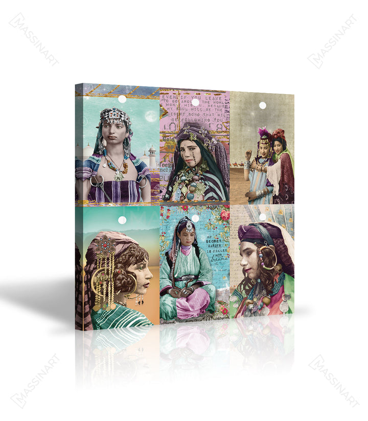 Cuadro Tamazgha en un salón moderno — decoración mural de pared con arte amazigh contemporáneo