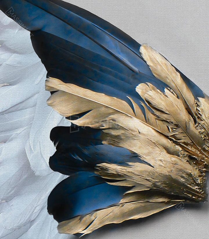 Decoración interior con cuadro alas de ángel sobre sofá beige — Massinart