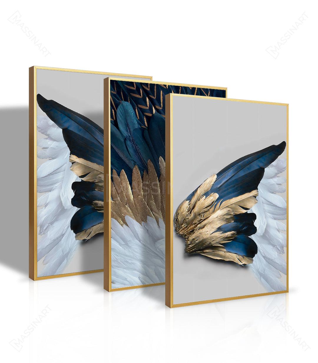 Cuadro ala de ángel derecha en azul dorado y blanco — Massinart