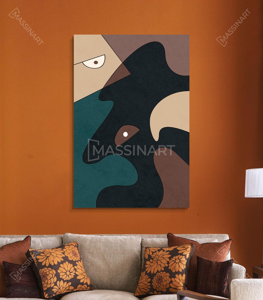Cuadro The Eye de Massinart — arte abstracto minimalista con ojo estilizado, tonos beige, marrón y verde