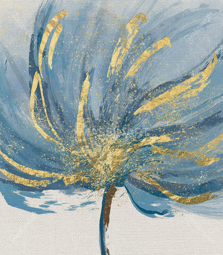Detalle central cuadro Floruits flor abstracta dorada — Massinart