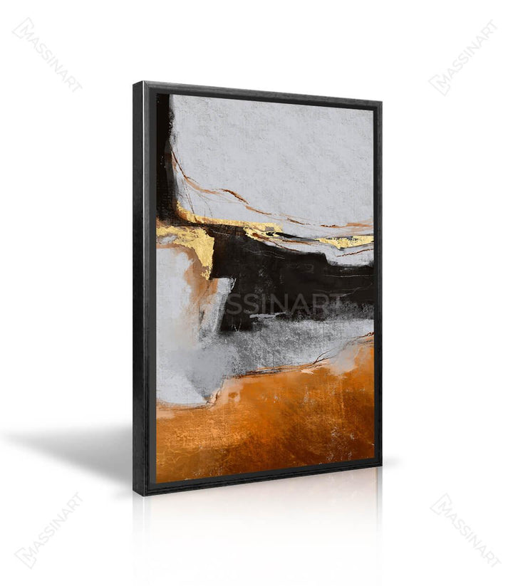 Detalle de pintura abstracta Gilded Horizon con acentos dorados — Massinart