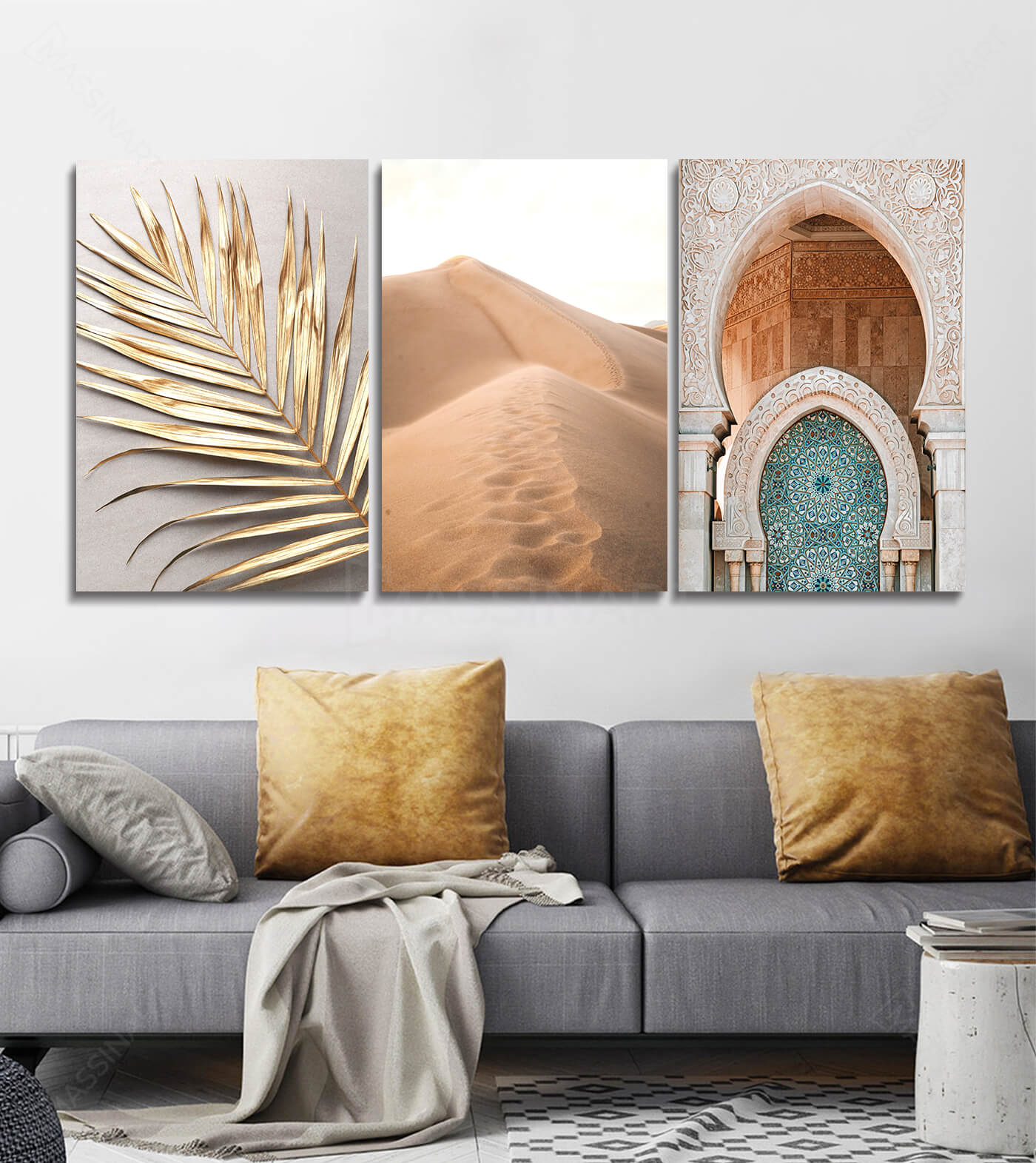 Cuadro puerta marroquí de zellige turquesa arquitectura oriental — Massinart
