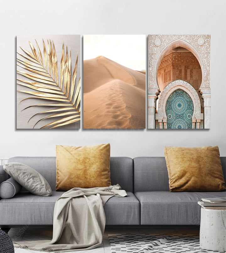 Cuadro puerta marroquí de zellige turquesa arquitectura oriental — Massinart