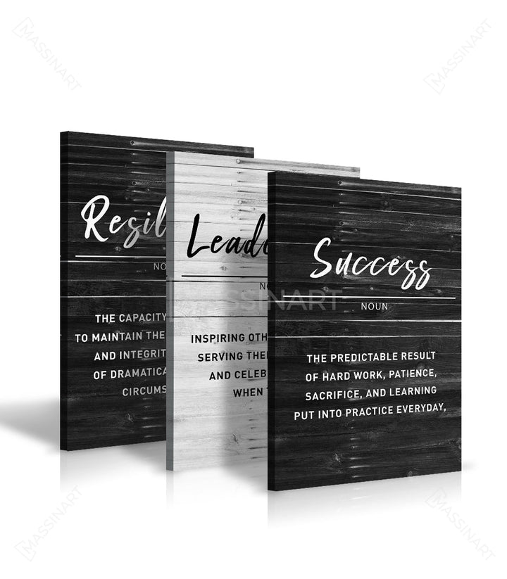Cuadro con cita Success Leadership Resilience decoración interior despacho profesional