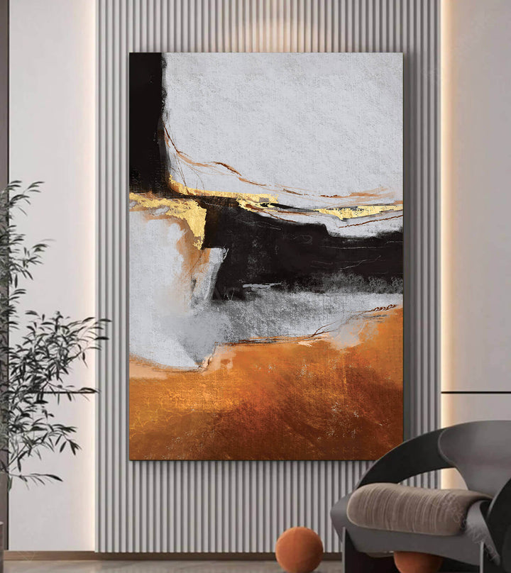 Decoración interior contemporánea con cuadro abstracto minimalista — Massinart