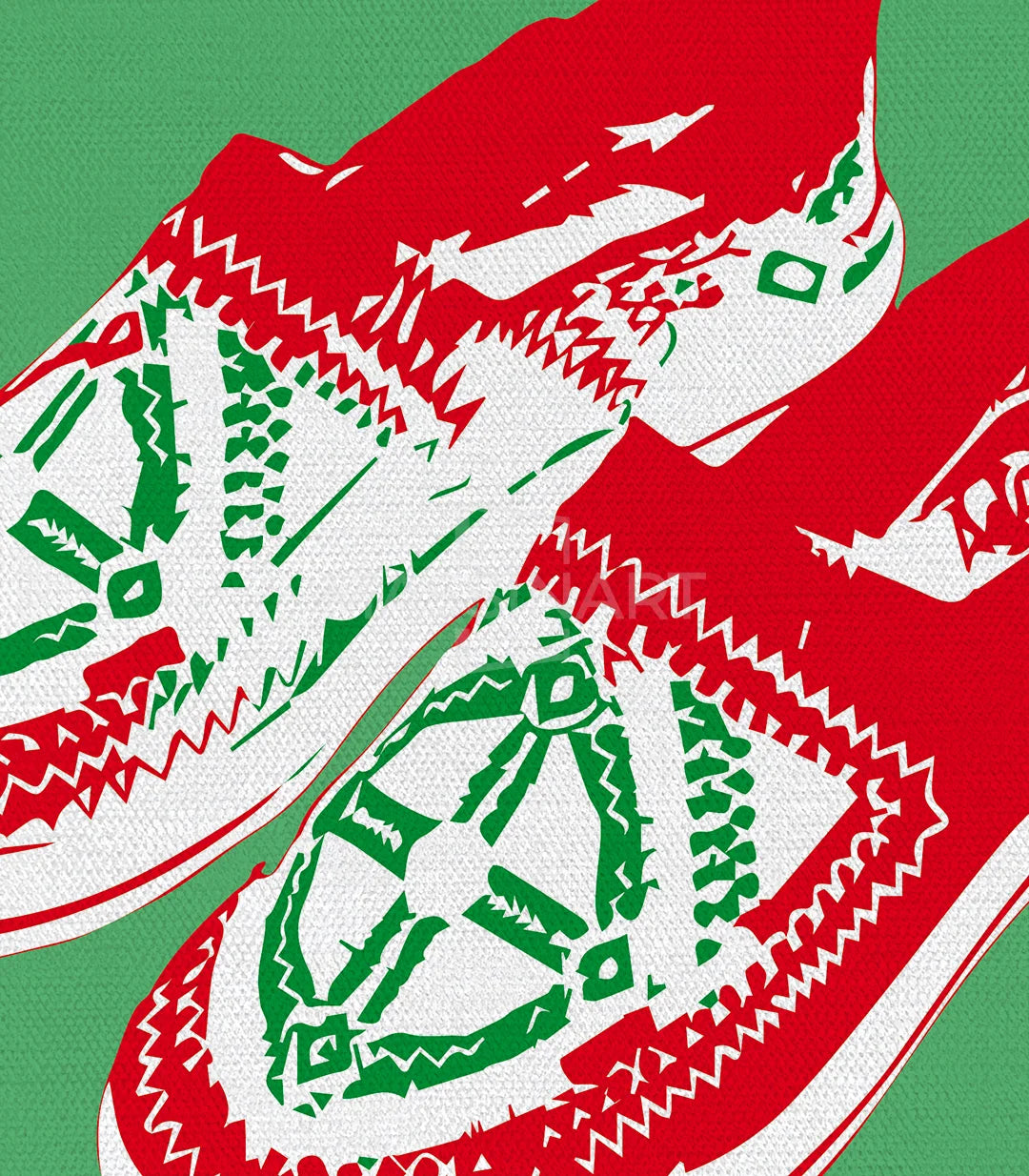 Armonía cromática rojo y verde en el conjunto de cuadros Moroccan Spirit — Massinart