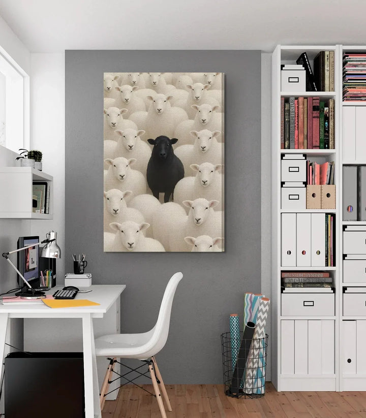 Cuadro animalier oveja negra simbólico arte moderno Massinart