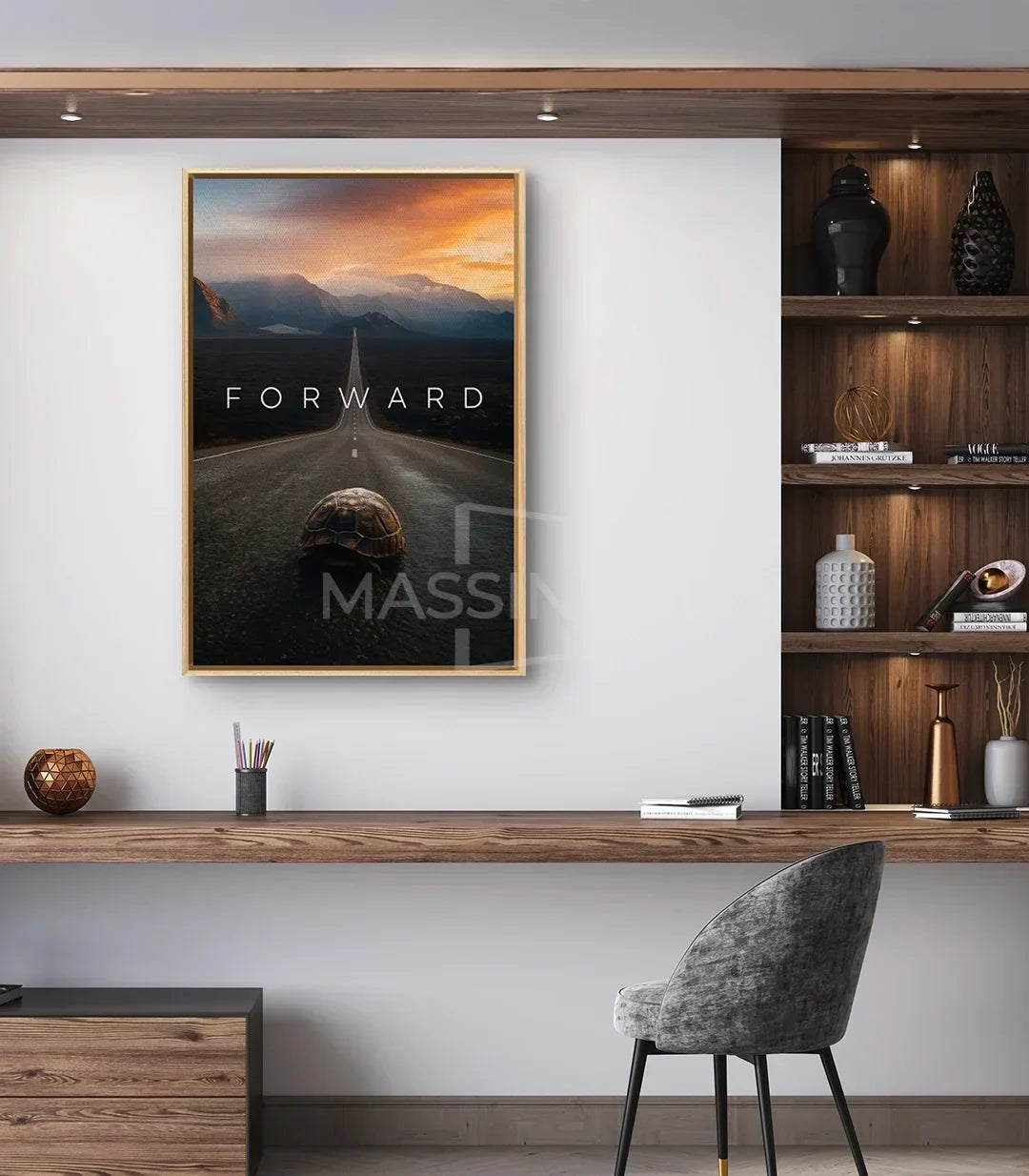 Lámina decorativa Forward paisaje carretera sinuosa arte mural Massinart