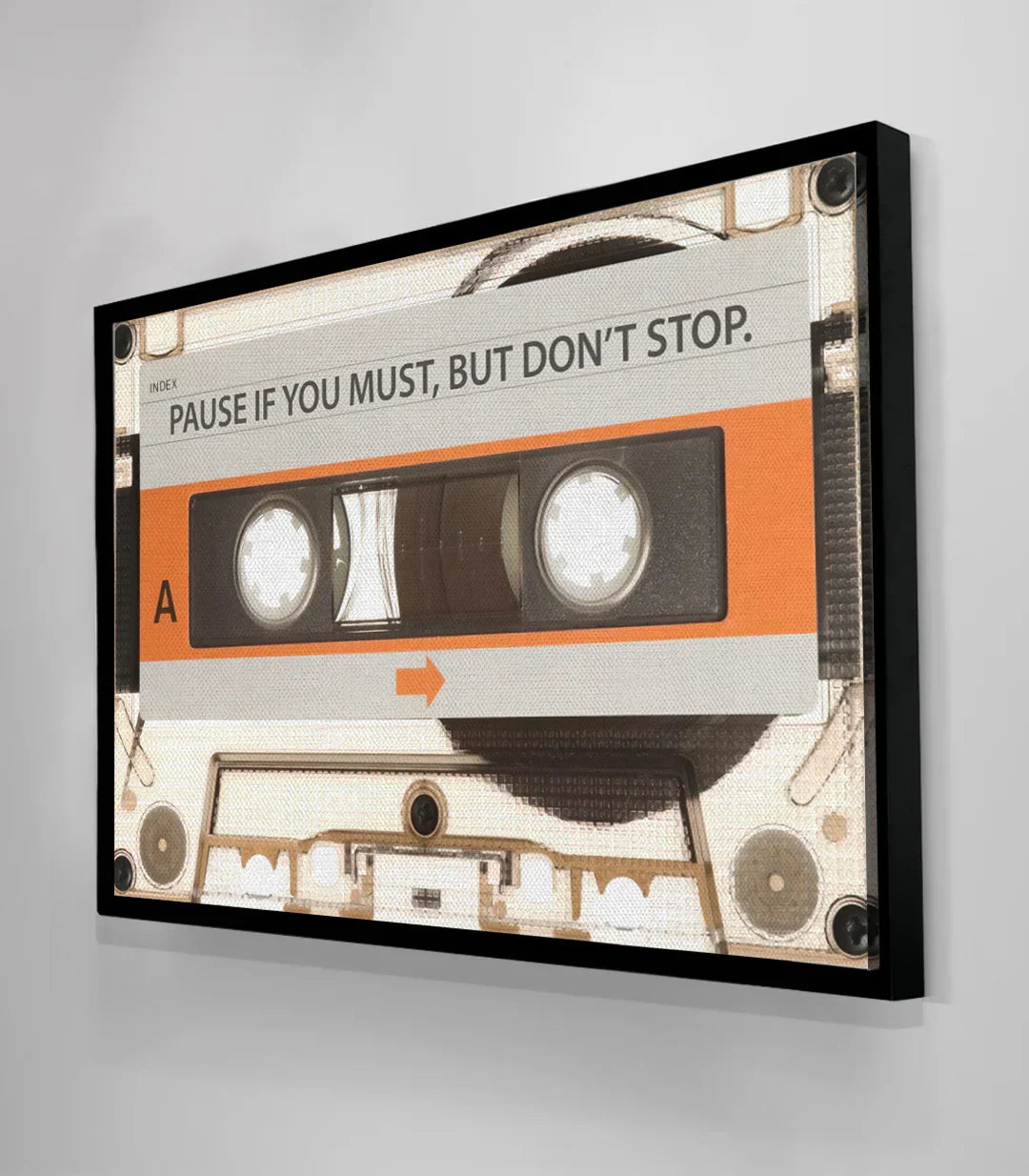 Cuadro pop-art Don't Stop — vista completa formato horizontal con marco