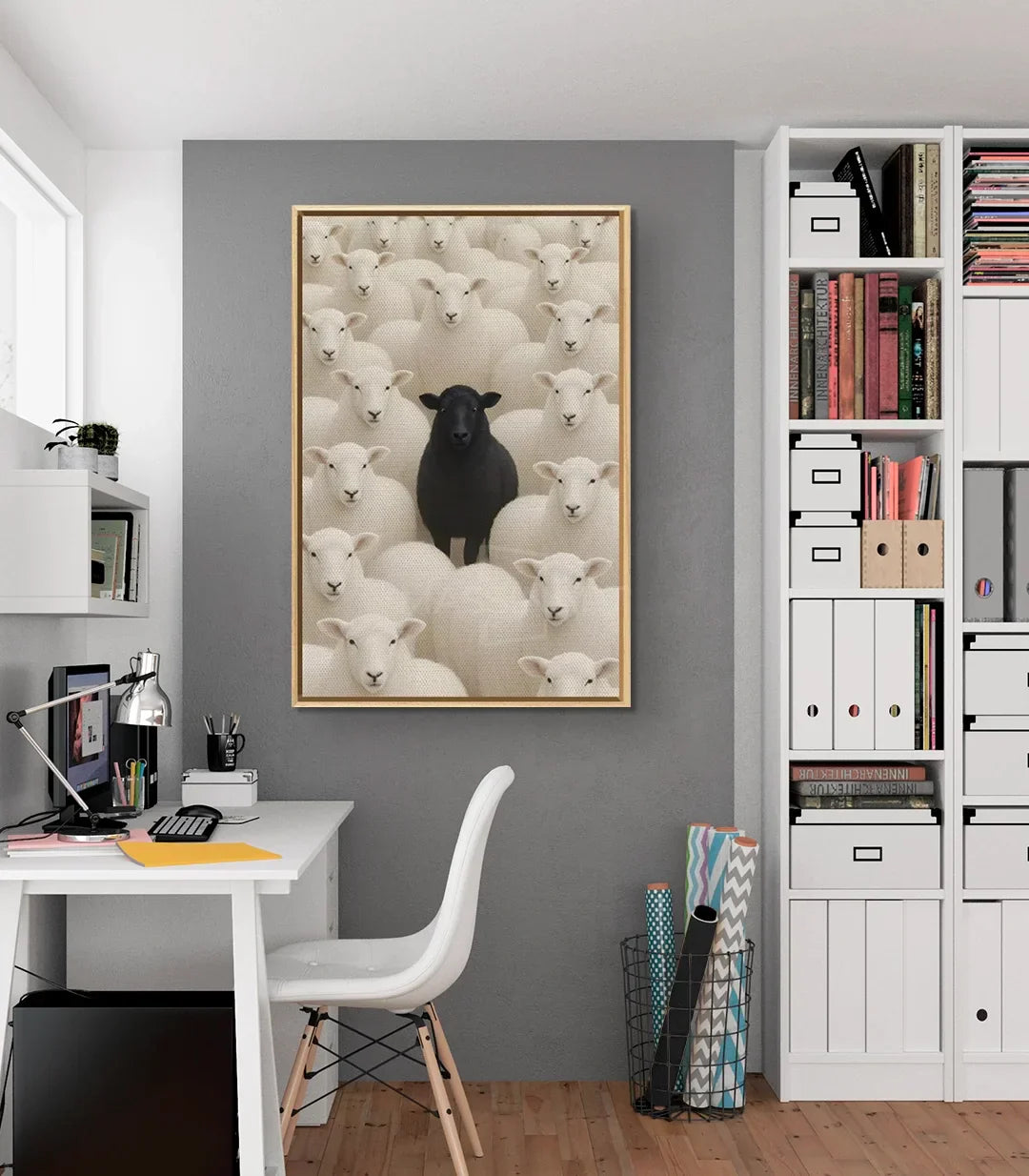 Decoración de oficina contemporánea con cuadro Black Sheep Massinart