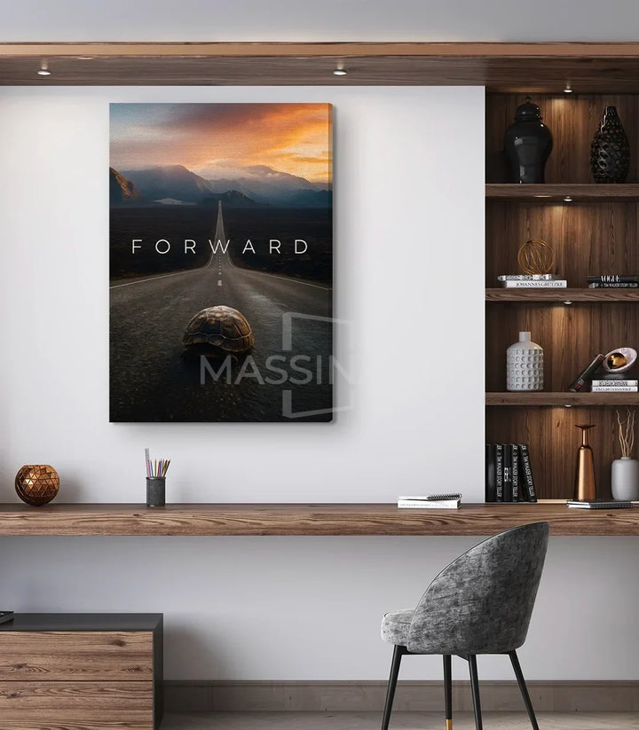 Decoración de oficina con cuadro Forward viaje y aspiración Massinart
