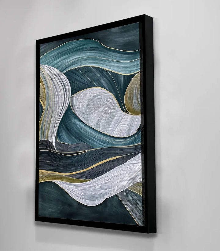 Cuadro Flowing Drift con marco negro — arte fluido contemporáneo