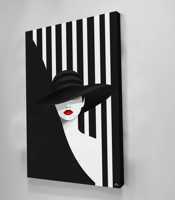 Cuadro silueta mujer negro y blanco — lámina decorativa mural Massinart