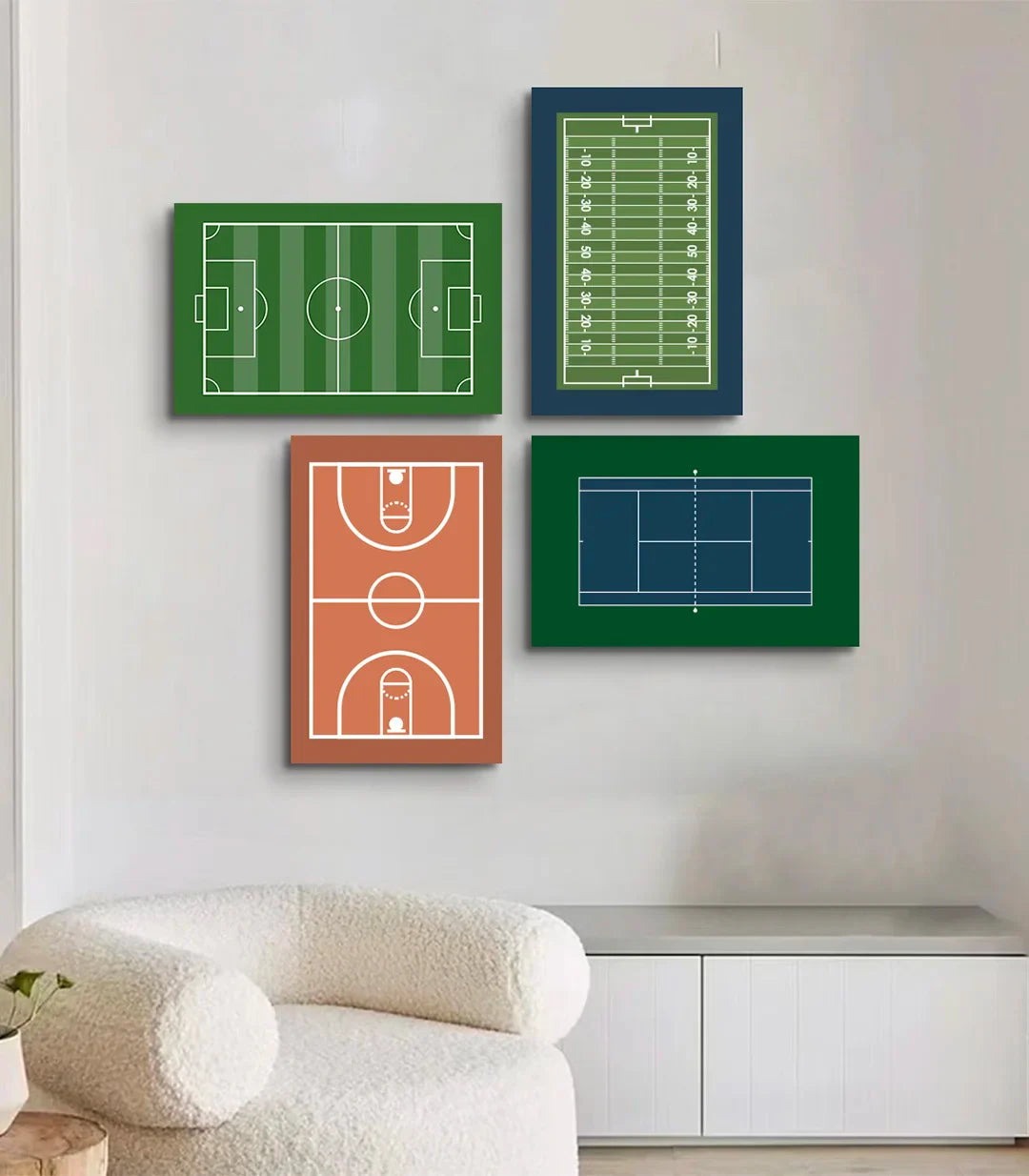Cuadro campo de fútbol verde minimalista Massinart