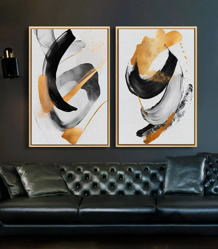 Cuadro abstracto contemporáneo con pinceladas dinámicas expresivas, Massinart