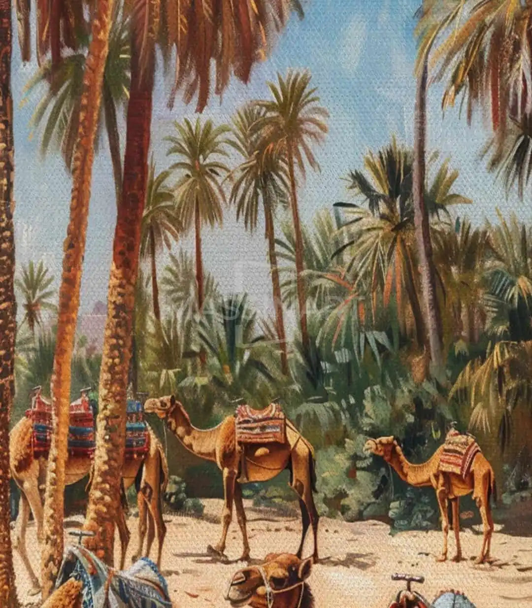 Cuadro Nomads con palmeras y oasis marroquí, Massinart