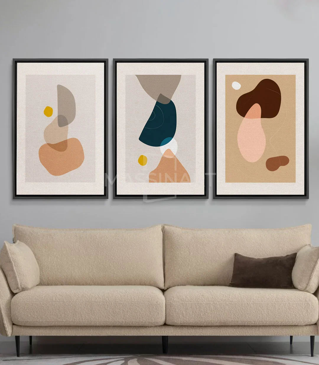 Cuadro Echoed Shapes panel 1 - formas abstractas beige terracota y amarillo | Massinart