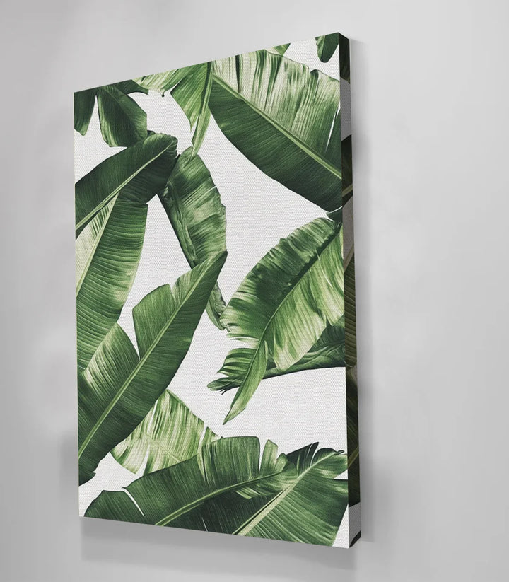 Cuadro hojas monstera palmera beige fondo claro - Massinart
