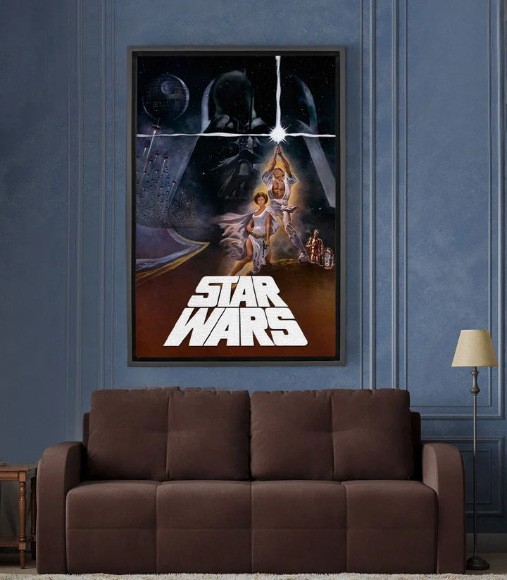Cuadro póster Star Wars vintage — silueta de Darth Vader en blanco y negro, Massinart