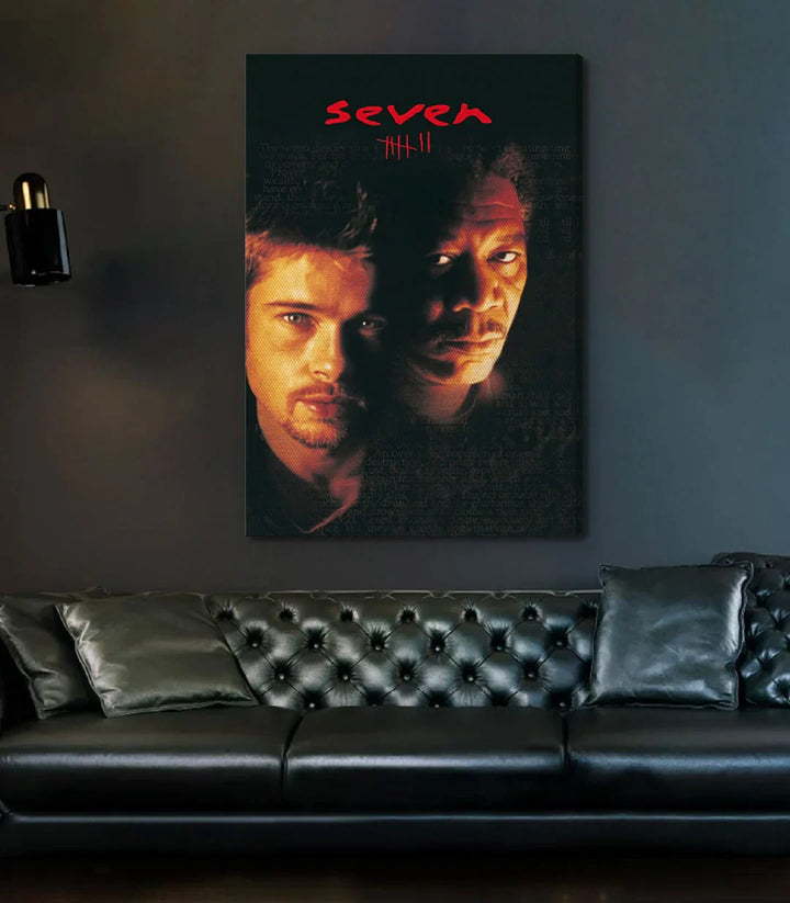 Cuadro Seven en salón contemporáneo — decoración mural dramática de cine