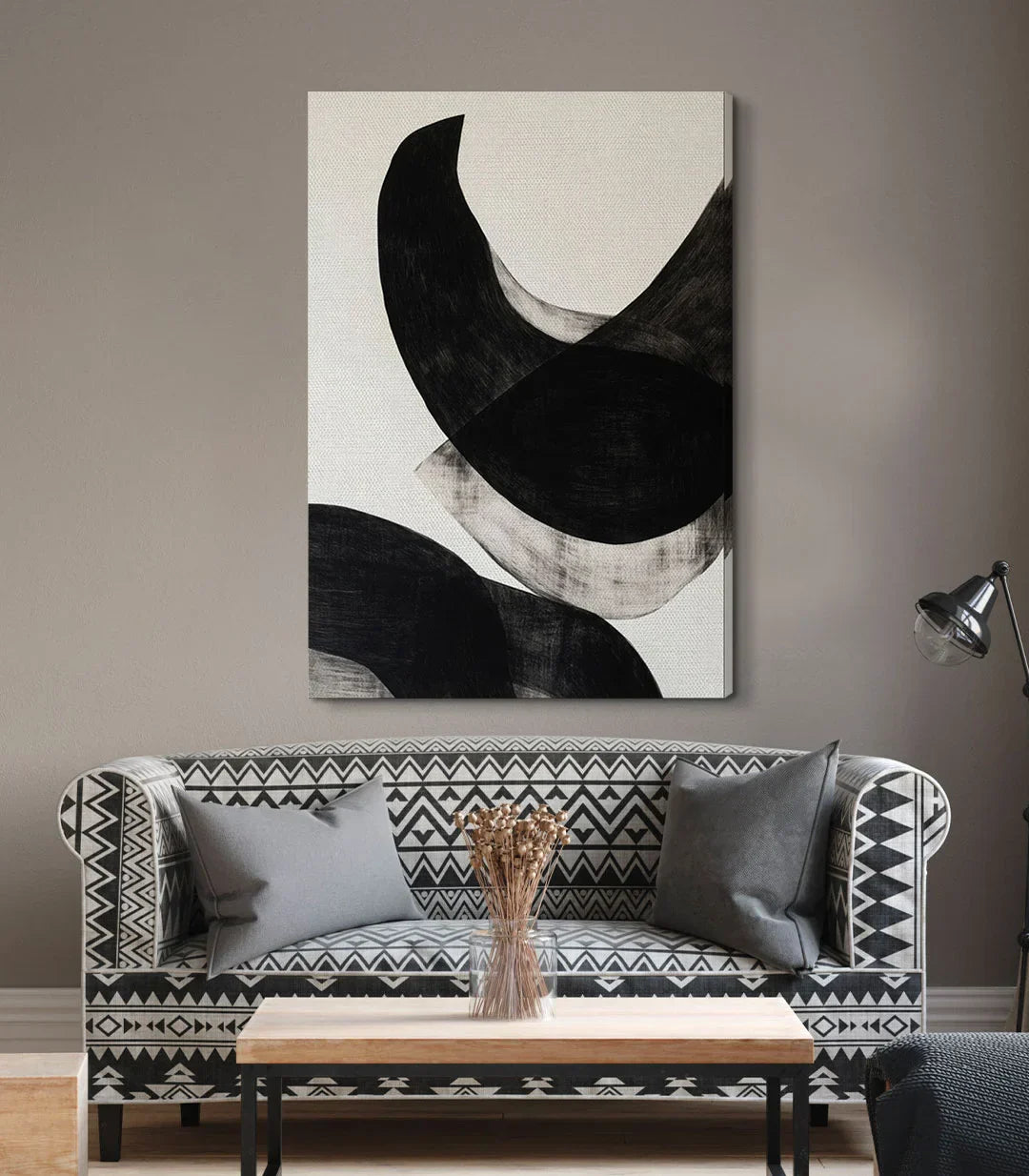 Cuadro Ink Mirage en dormitorio minimalista — Massinart