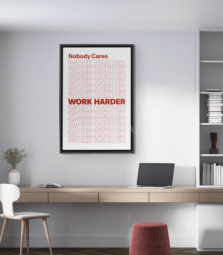 Cuadro tipografía No Body Cares en rojo y negro estilo minimalista Massinart