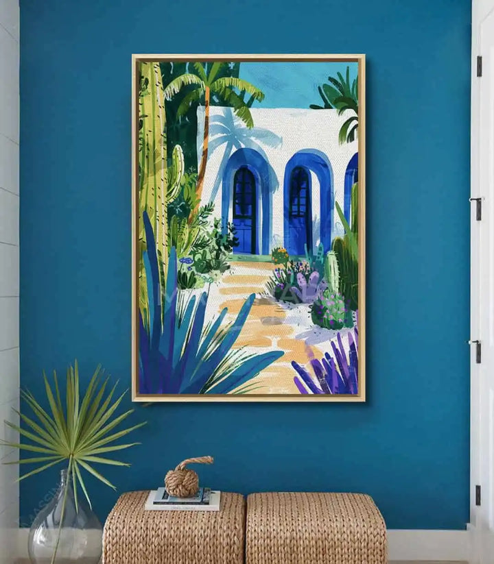 Cuadro Blue Haven decorando un salón de estilo mediterráneo, Massinart