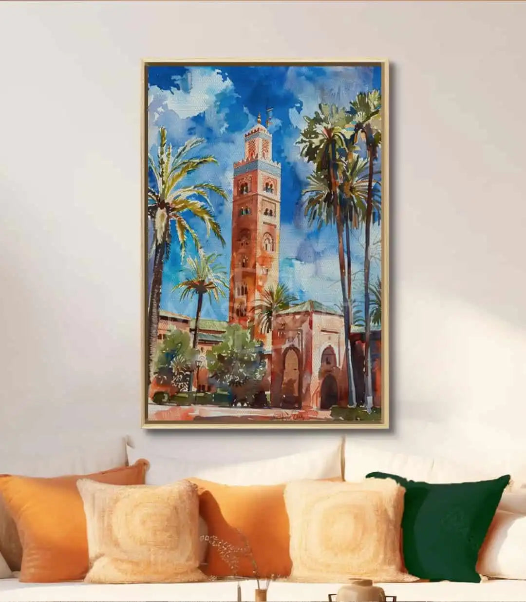 Cuadro Koutoubia en salón de estilo marroquí, arquitectura oriental sobre lienzo, Massinart