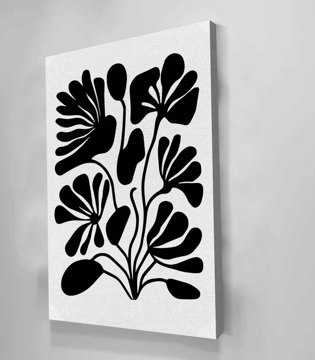 Cuadro con rostro minimalista en trazo blanco sobre fondo negro estilo contemporáneo