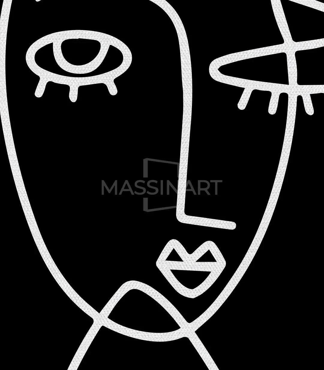 Detalle de cuadro con trazos depurados en negro y blanco arte minimalista Massinart