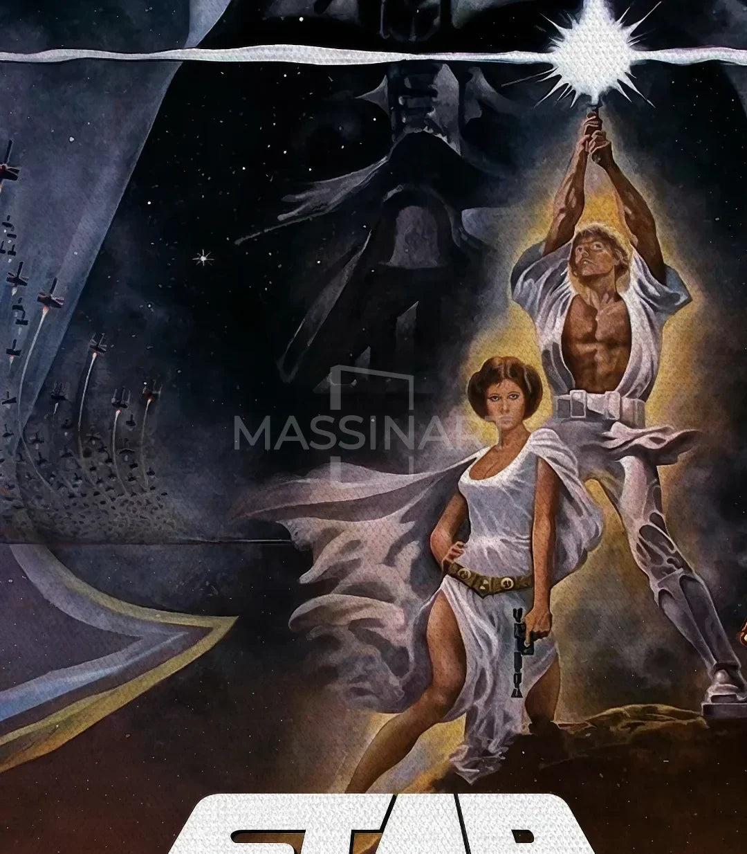 Afiche vintage película Star Wars enmarcado — decoración salón, Massinart