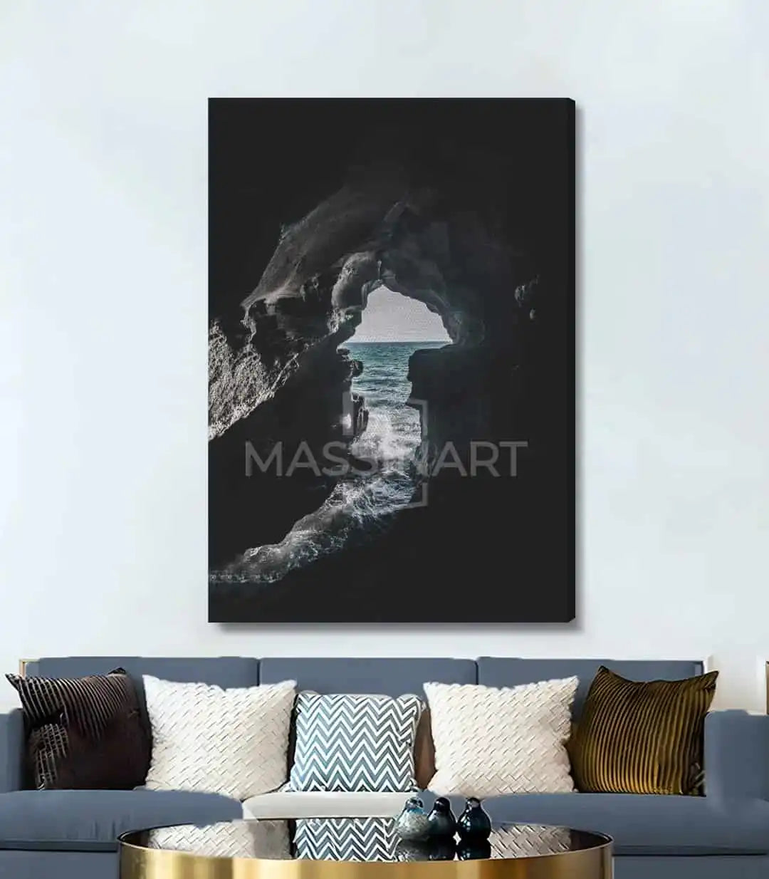 Cuadro Cueva de Hércules en salón contemporáneo - ambiente natural y minimalista - Massinart