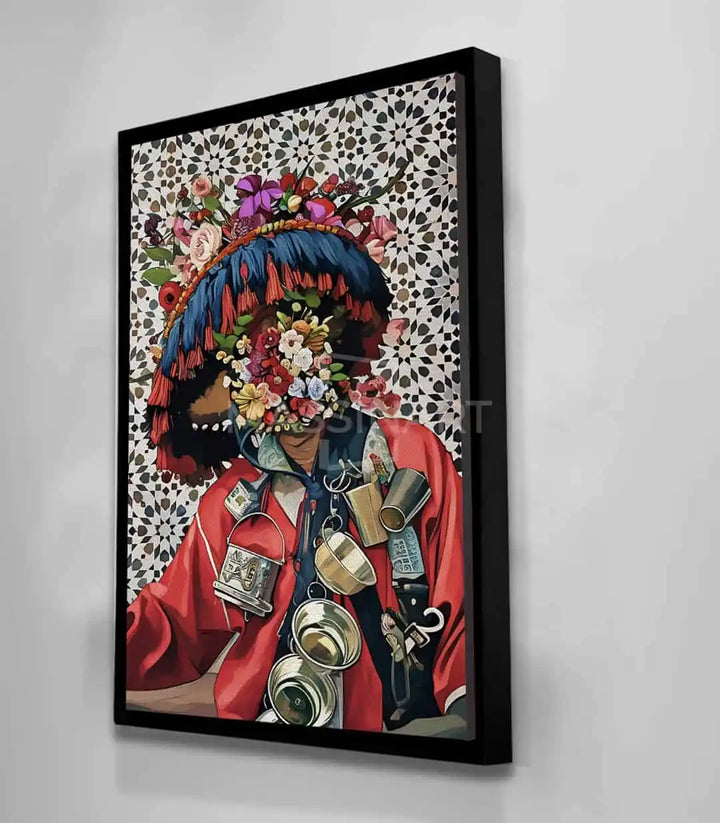 Cuadro Floral Guerrab Massinart — enmarcado en negro sobre pared interior moderna