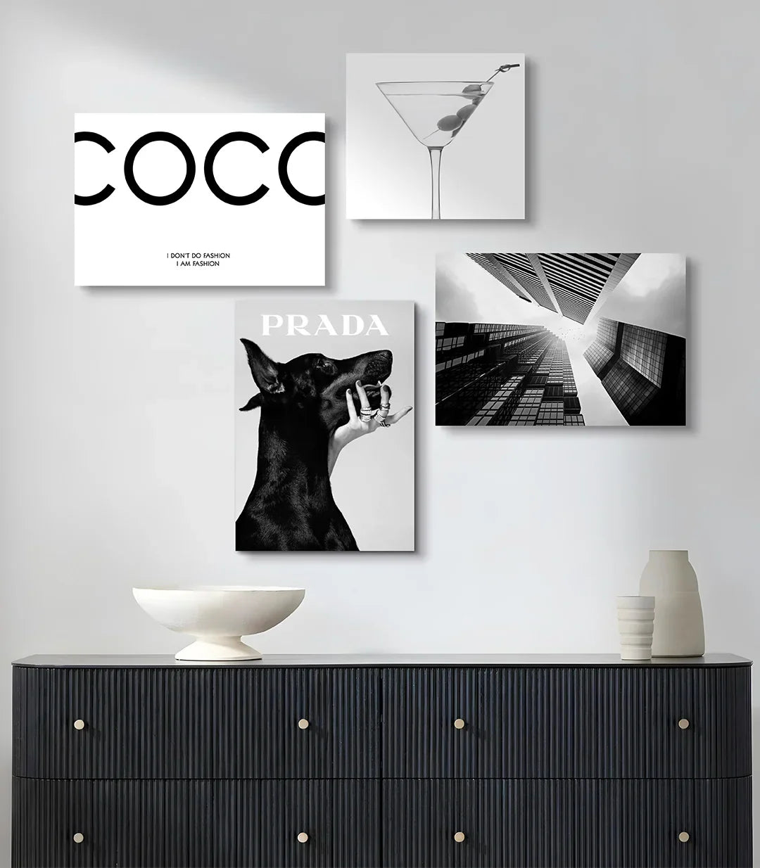 Cuadro de moda fashion en blanco y negro estilo Coco Massinart