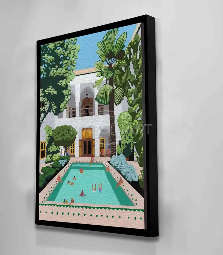 Cuadro Serene Retreat Massinart — patio con piscina en decoración de interior