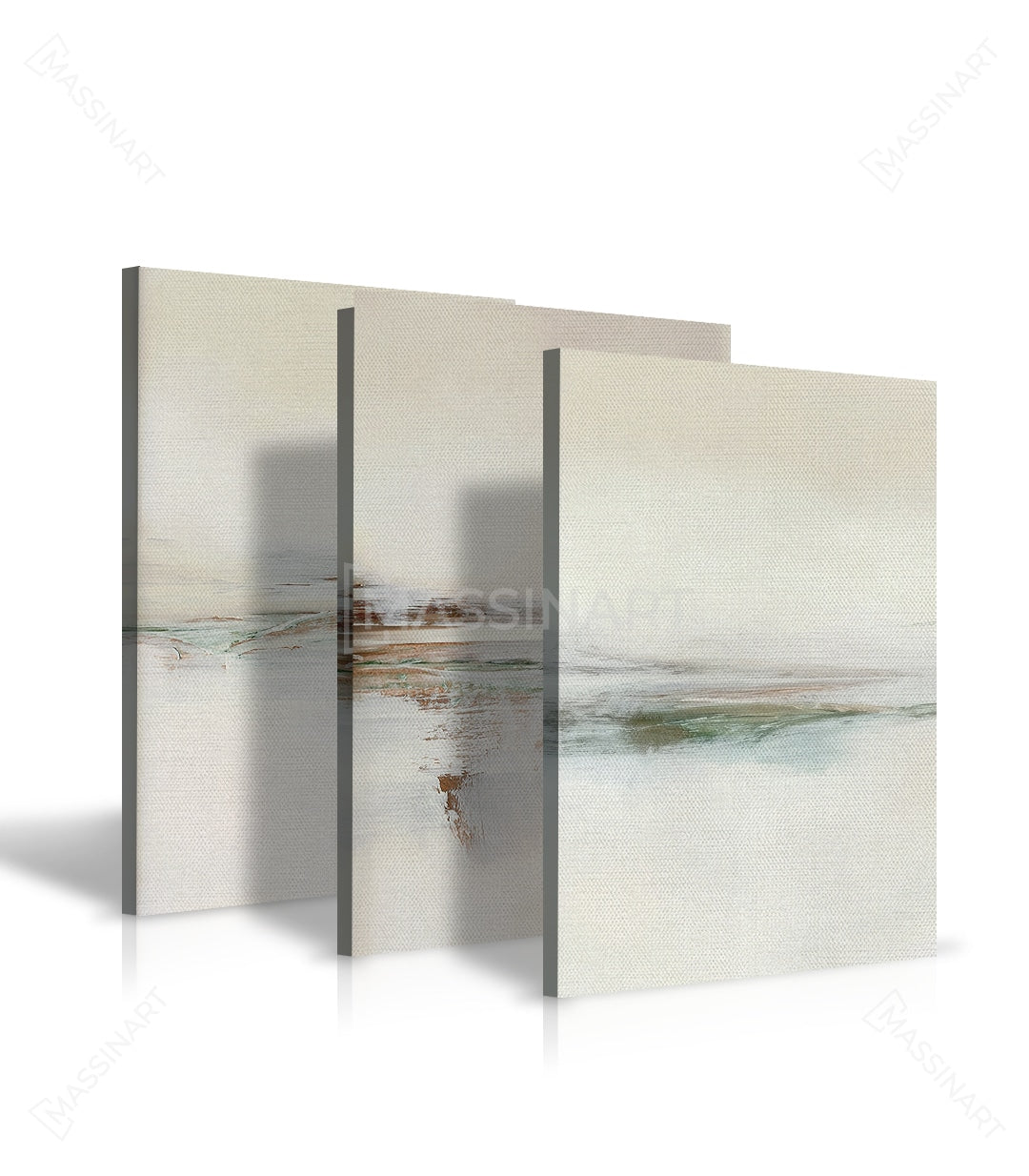 Decoración mural salón contemporáneo — conjunto de 3 cuadros abstractos de paisaje, Massinart