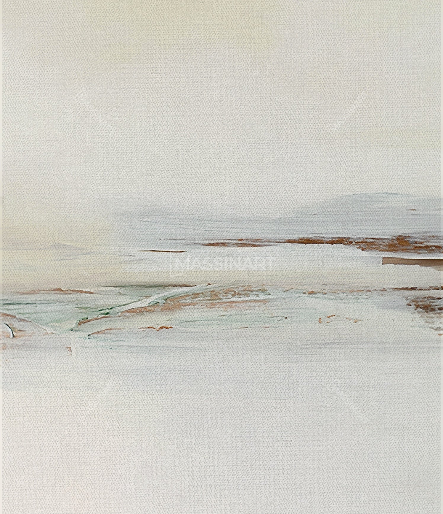 Ambientación hogar — tríptico Sands of Solace en salón minimalista, estilo zen Massinart