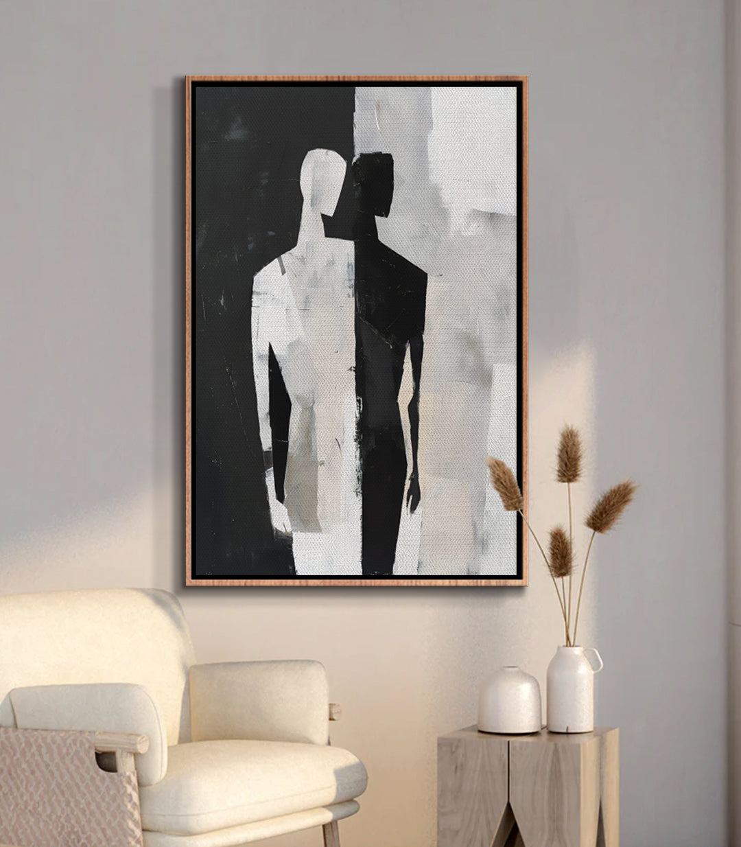 Decoración interior contemporánea Massinart — cuadro abstracto siluetas en formato vertical