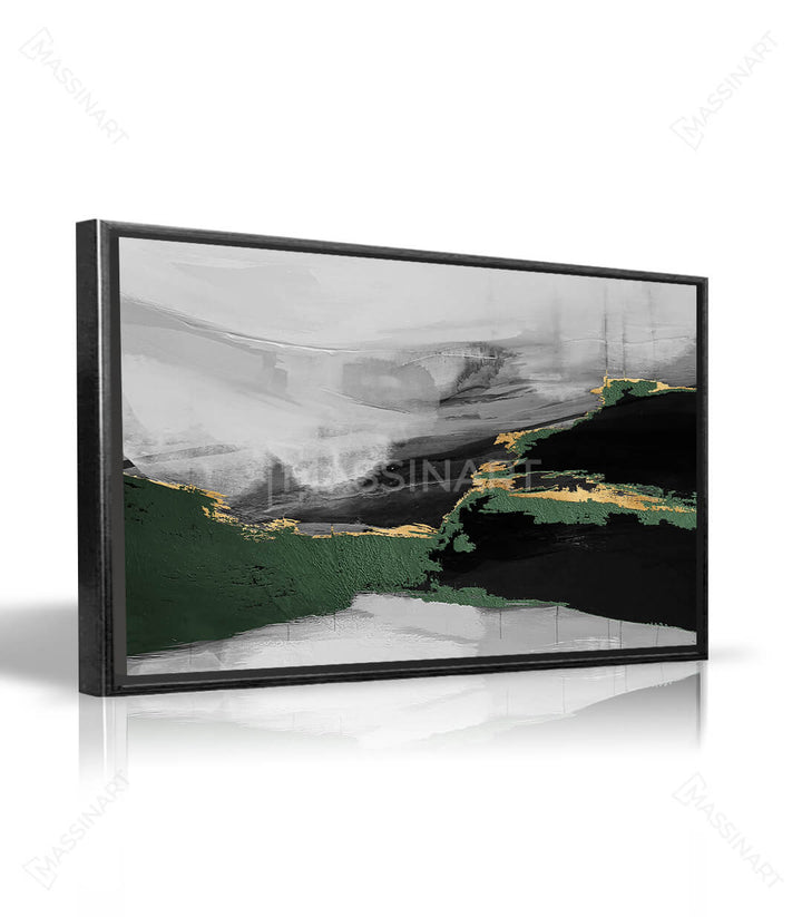 Cuadro Lush Darkness con marco dorado en interior minimalista — Massinart
