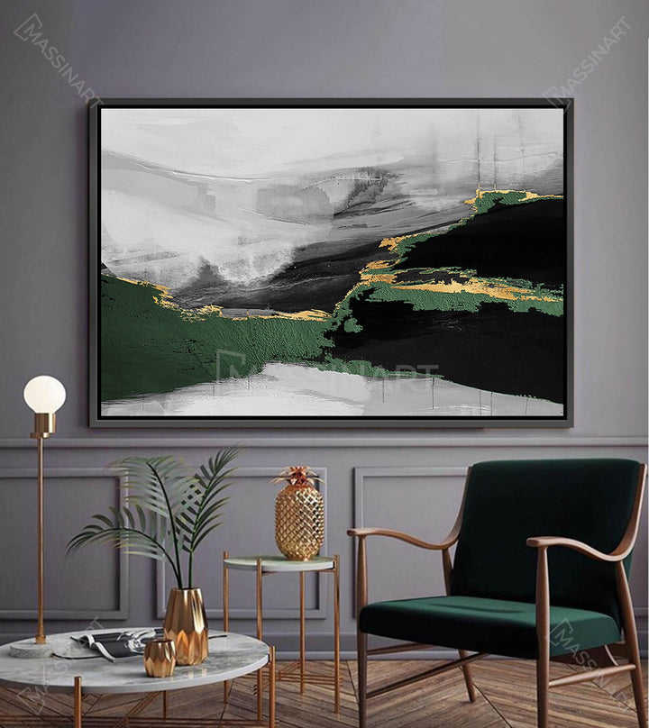 Cuadro Lush Darkness en salón moderno contemporáneo — decoración mural Massinart